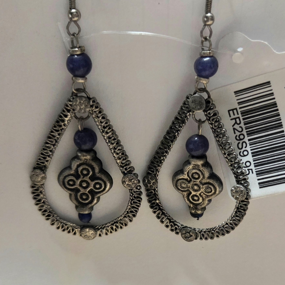 Elegant Silver and Blue Teardrop Earrings